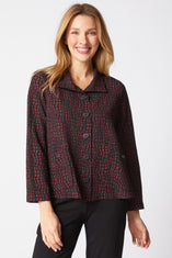 Pucker Weave Mosaic Print Jacket