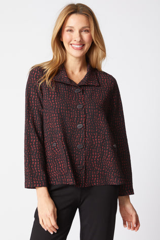 Pucker Weave Mosaic Print Jacket