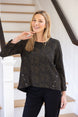 Pucker Weave Mosaic Print Button Pullover