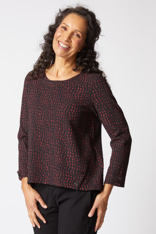 Pucker Weave Mosaic Print Button Pullover