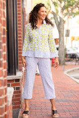 Fine Lines Pucker Weave Capri