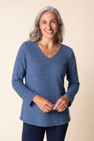 Textured Wave V-Neck Top
