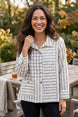 Mixed-Grid Button-Down Pocket Shirt