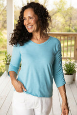 Ruched Sleeve Peruvian Cotton Tee
