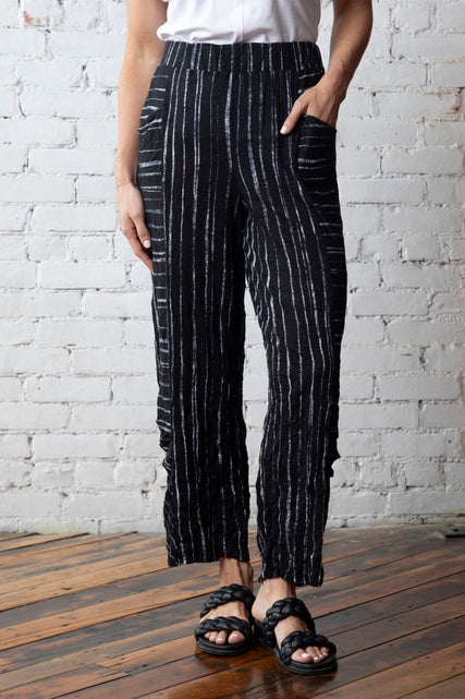 Bamboo Stripe Pleat Ankle Pant