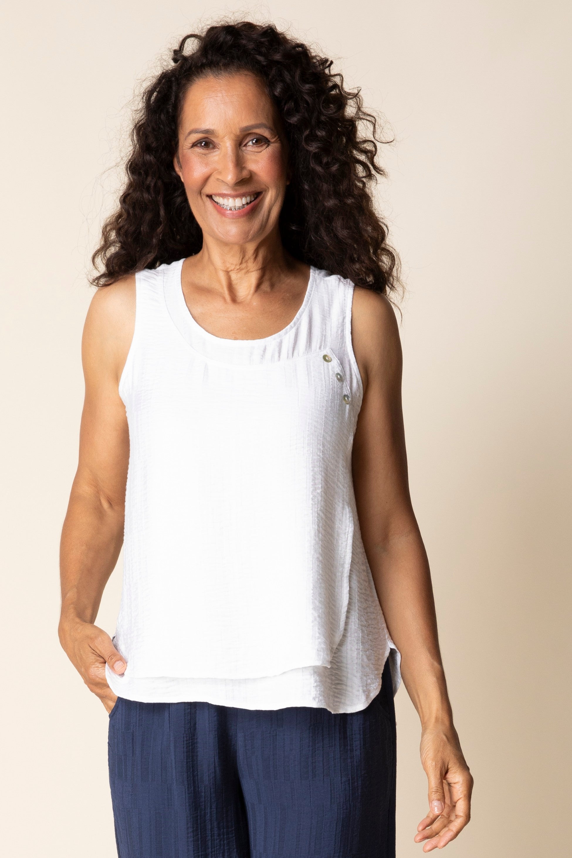 Whisper Jacquard Button Tank | Habitat Clothes