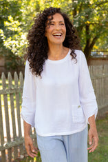 Whisper Jacquard Rayon Pleat Top