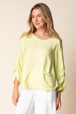 Whisper Jacquard Rayon Pleat Top