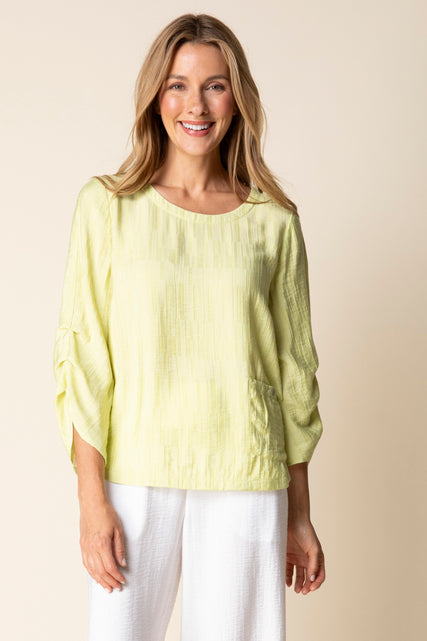 Whisper Jacquard Rayon Pleat Top