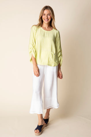 Whisper Jacquard Rayon Pleat Top