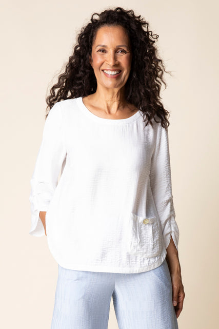 Whisper Jacquard Rayon Pleat Top