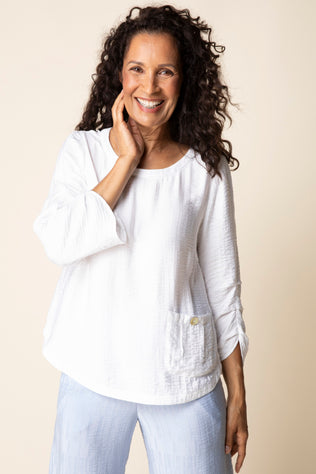 Whisper Jacquard Rayon Pleat Top