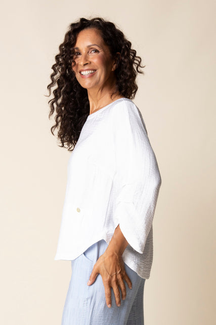 Whisper Jacquard Rayon Pleat Top