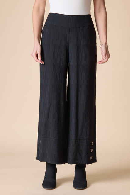Rayon Jacquard Button-Hem Pants