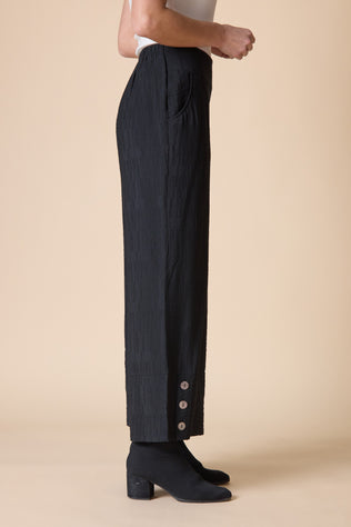 Rayon Jacquard Button-Hem Pants