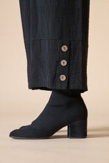 Rayon Jacquard Button-Hem Pants