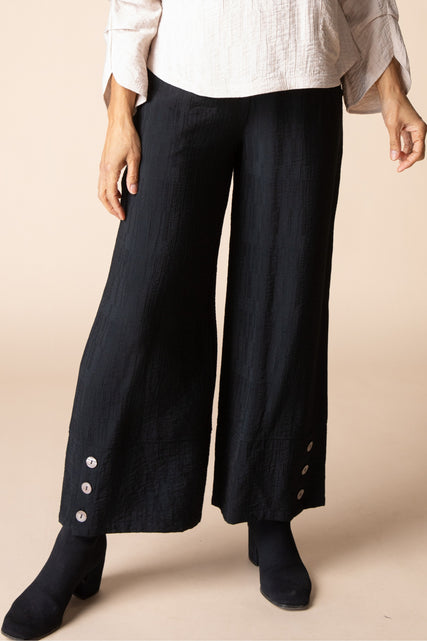 Rayon Jacquard Button-Hem Pants