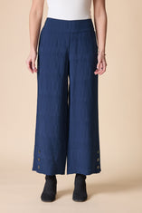 Rayon Jacquard Button-Hem Pants