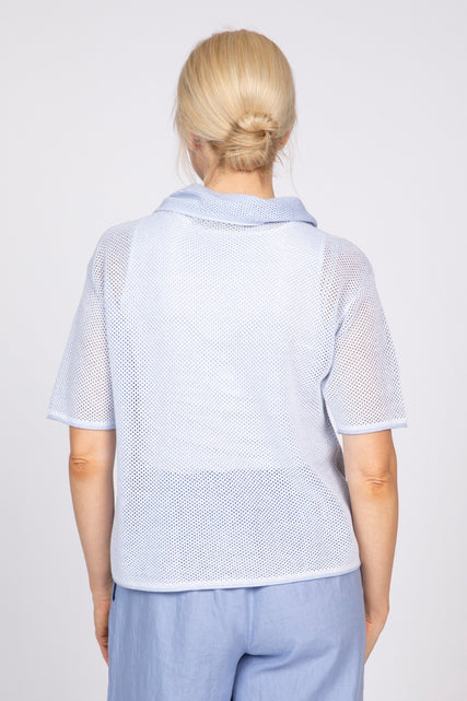 Mesh Stitch Drape Neck Topper