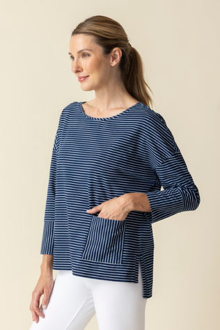 Indigo Stripe Boating Crew