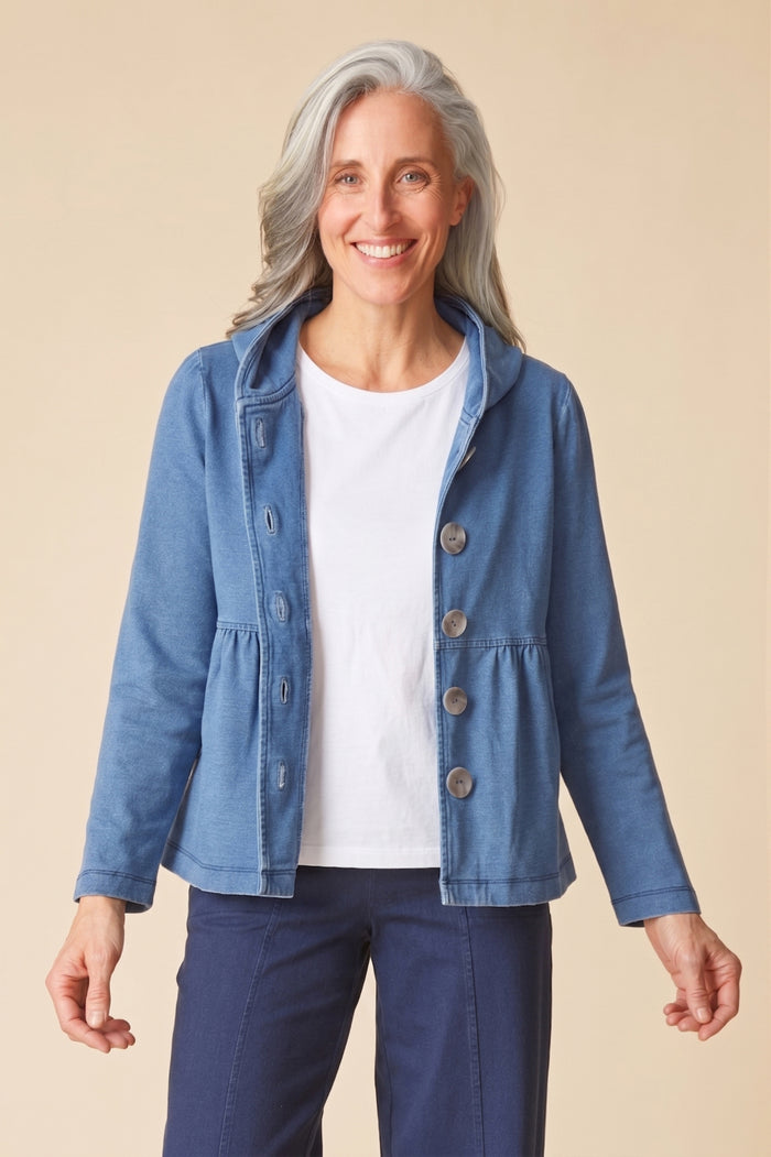 Stonewash Shirred Hoodie