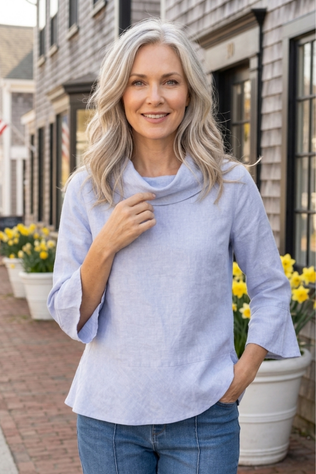 Breezy Linen Cowl Neck Top