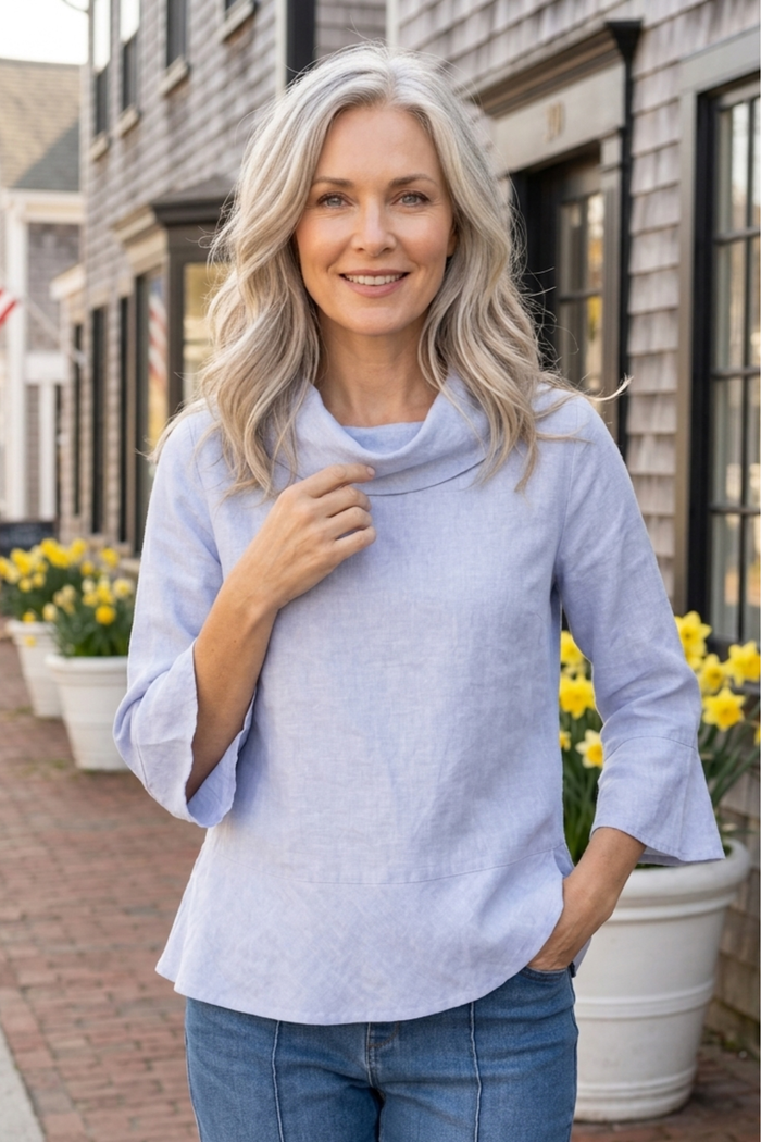 Breezy Linen Cowl Neck Top