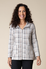 Speckle Knit Plaid Swing Jacket