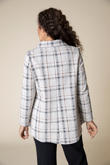 Speckle Knit Plaid Swing Jacket