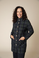 Speckle Knit Plaid Car Coat