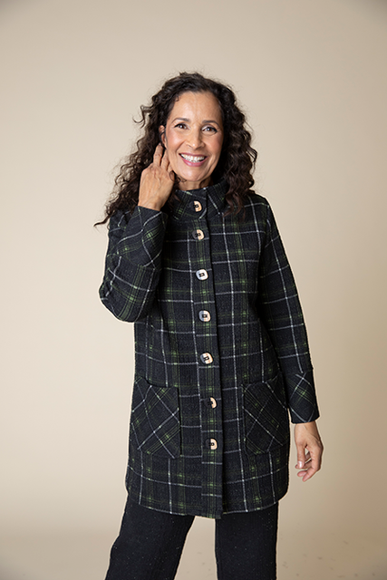 Speckle Knit Plaid Car Coat