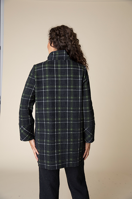 Speckle Knit Plaid Car Coat