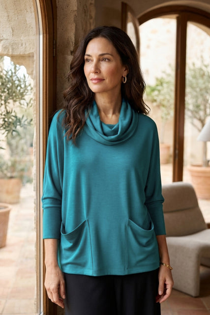 Feather Lux Knit Cowl Tunic