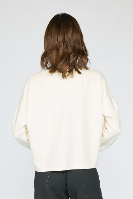 Feather Lux Knit Ruched Sleeve Pullover