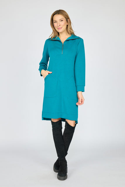 Feather Lux Knit Zip Dress