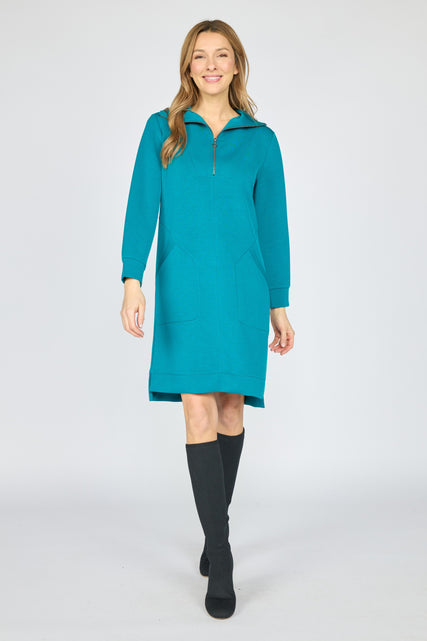 Feather Lux Knit Zip Dress