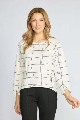 Feather Lux Knit Windowpane Pullover