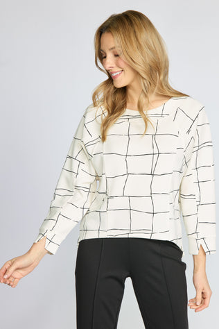 Feather Lux Knit Windowpane Pullover