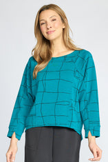 Feather Lux Knit Windowpane Pullover