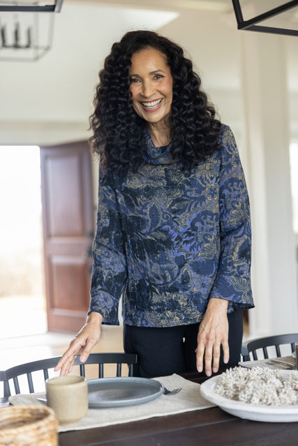 Express Travel Jacobian Floral Cowl Pullover