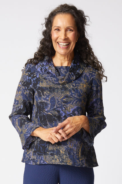 Express Travel Jacobian Floral Cowl Pullover