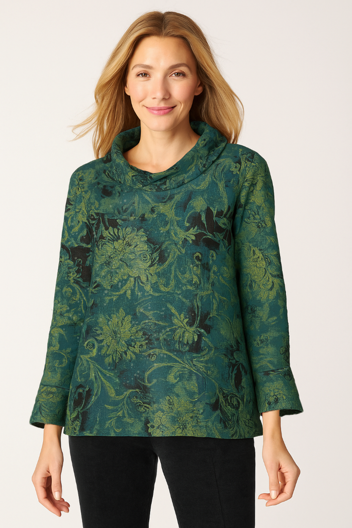 Express Travel Jacobian Floral Cowl Pullover