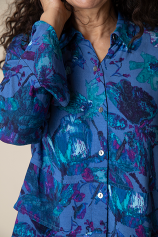 Vintage Print Flounce Shirt