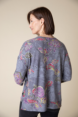 Supersoft Fleece Floral Rib Trim Crew