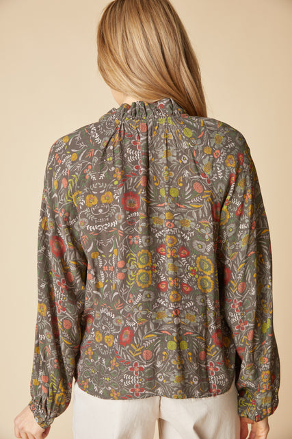 English Garden Ruffle Neck Blouse