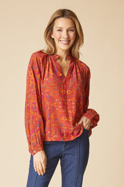 English Garden Ruffle Neck Blouse