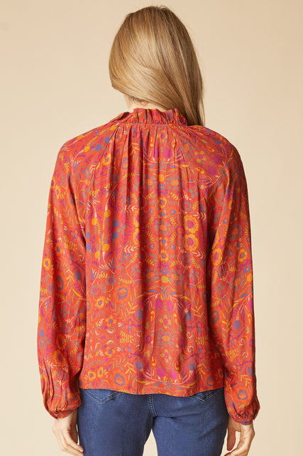 English Garden Ruffle Neck Blouse
