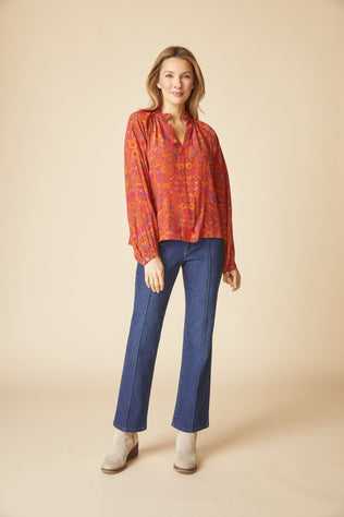 English Garden Ruffle Neck Blouse