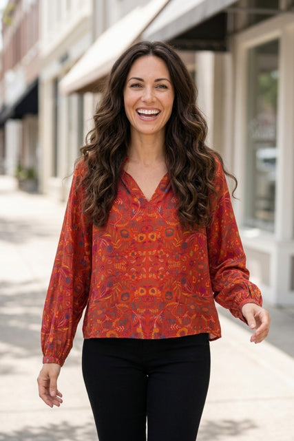 English Garden Ruffle Neck Blouse