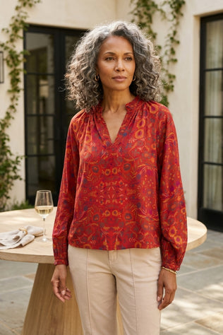 English Garden Ruffle Neck Blouse
